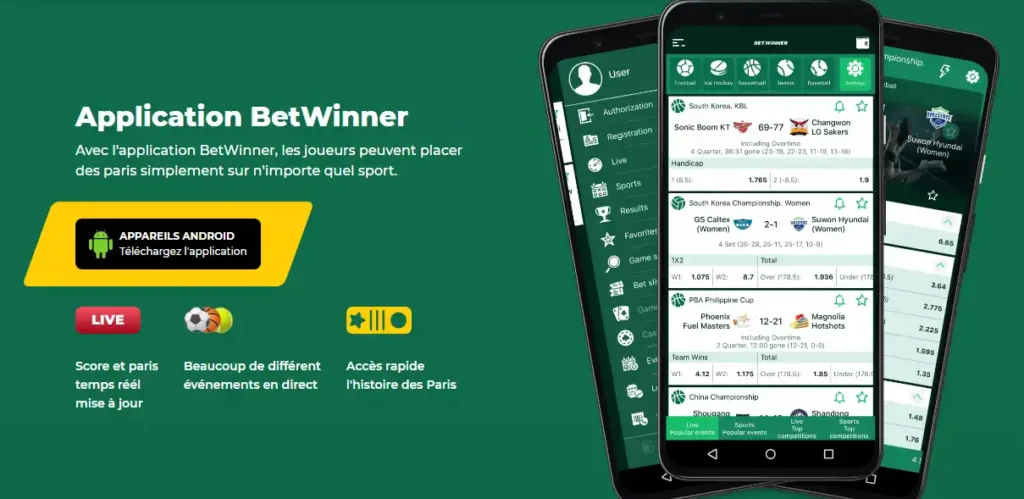 Application Betwinner Android et iOS